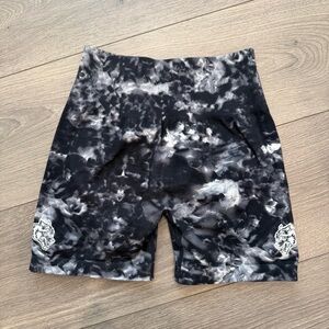 Darc Sport Black & White Tie-Dye Athletic Shorts